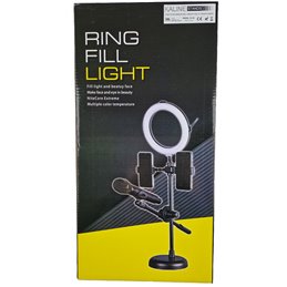Kaline R-123 Lampa pierścieniowa LED ze statywem, uchwytami do telefonu i mikrofonu