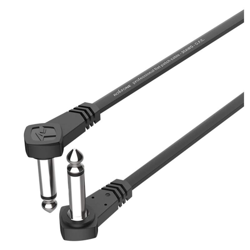 Roxtone FPJJ100L0001 Flat Patch Cable, Black, 10 cm
