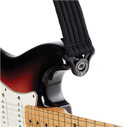 D'Addario 50BAL01 Auto Lock Guitar Strap, Black Padded Stripes Pas Gitarowy z blokadą