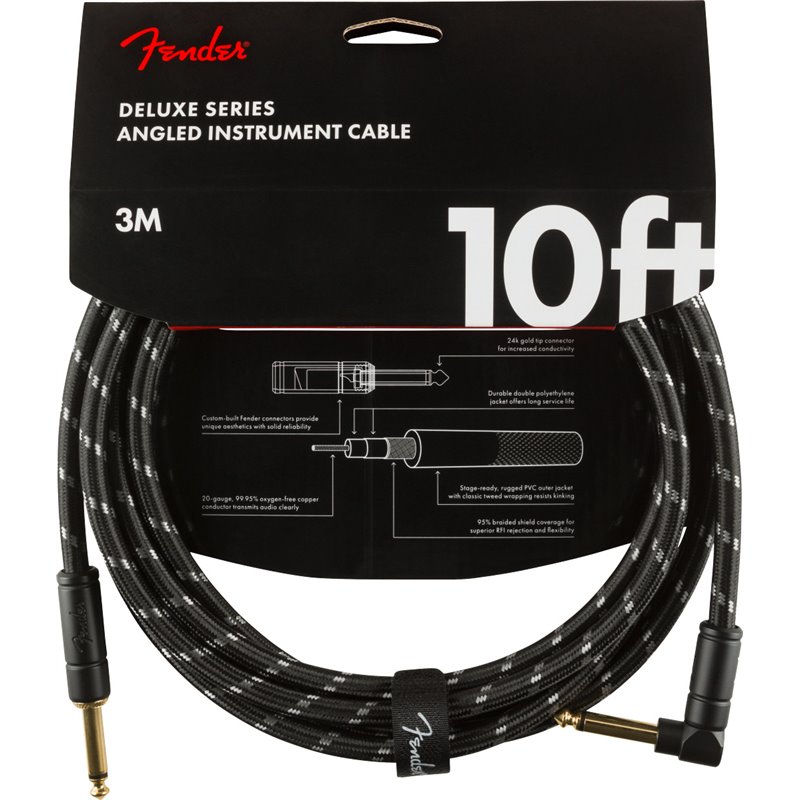Fender Deluxe Cable Black 3m Kątowy