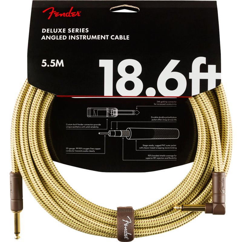 Fender Deluxe Cable Tweed 5,5m Kątowy
